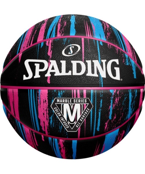 Krepšinio kamuoliai Spalding: SPALDING MARBLE SERIES™ BLACK / PINK / BLUE (size 6)