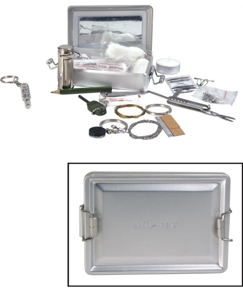 Išgyvenimo reikmenys ir jų rinkiniai MIL-TEC: SURVIVAL KIT ALUMINUM BOX