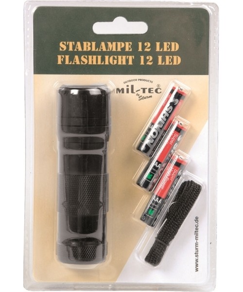 Flashlights MIL-TEC: BLACK 12 LED (3AAA) FLASHLIGHT