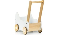 Vaikiškos mašinėlės Berg Eco Toys: Medinis lėlių vežimėlis-stumdukas ECOTOYS