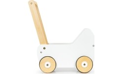 Vaikiškos mašinėlės Berg Eco Toys: Medinis lėlių vežimėlis-stumdukas ECOTOYS