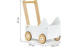 Vaikiškos mašinėlės Berg Eco Toys: Medinis lėlių vežimėlis-stumdukas ECOTOYS