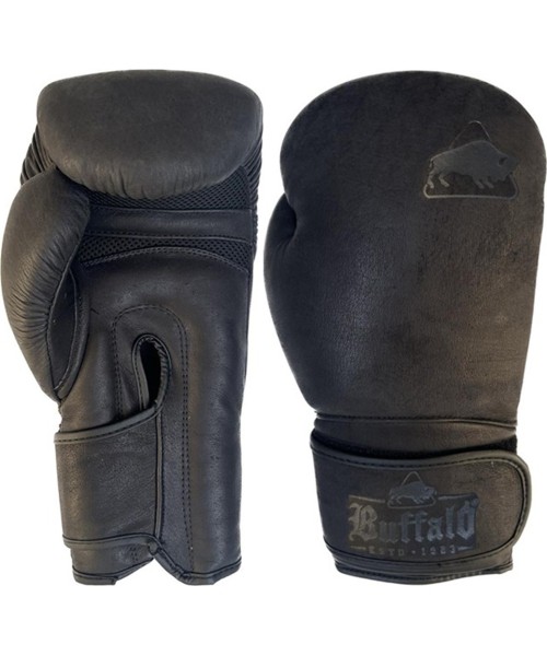 Boxing Gloves Buffalo: "Buffalo" odos bokso pirštinės juodos 16oz