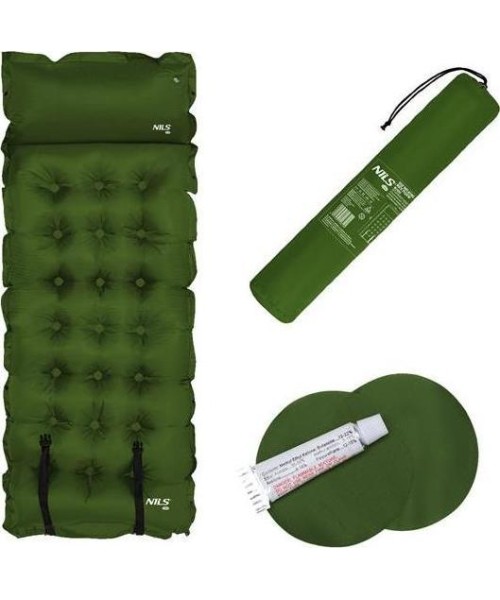 Inflatable Camping Mats Nils Camp: NC4018 TAMSIAI ŽALIAS SAVAIME PRIPUČIAMAS KILIMĖLIS NILS CAMP