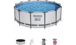 Viršžeminiai baseinai Bestway: Rėminis baseinas 13 FT 396 x 122 cm plieninis Pro Max BESTWAY