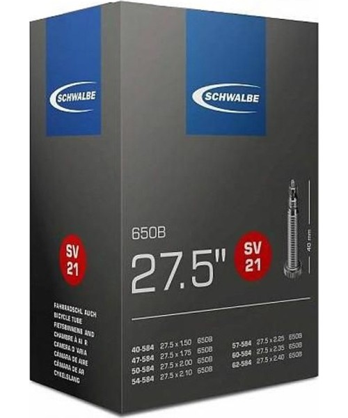 Aksesuarai bei priedai dviračiams : Kamera Schwalbe SV21 27.5x1.50/2.40 (40/62-584) FV40