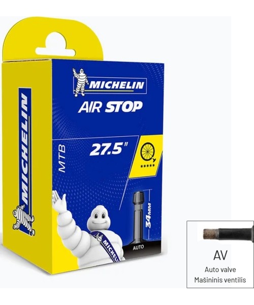 Aksesuarai bei priedai dviračiams : Kamera Michelin AIR STOP 27,5x1.9/2.7 AUTO-SV