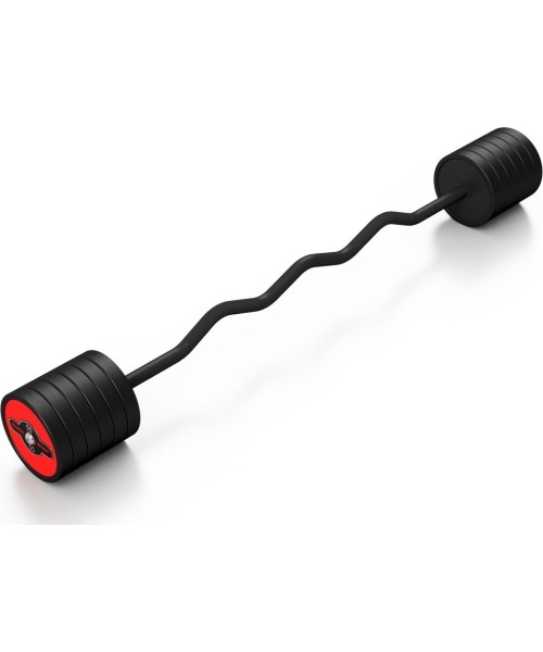 Rubber Dumbbells Marbo Sport: Fiksuoto svorio, gumuotas, lenktas svoris Marbo Sport, 55kg, raudonas