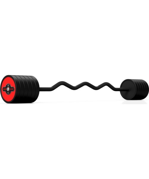 Gumuoti hanteliai Marbo Sport: Fiksuoto svorio, gumuotas, lenktas svoris Marbo Sport, 50kg, raudonas