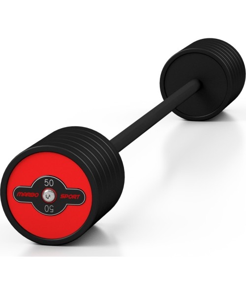 Rubber Dumbbells Marbo Sport: Fiksuoto svorio gumuotas grifas Marbo Sport, 50kg, raudonas