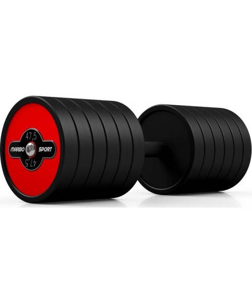 Rubber Dumbbells Marbo Sport: Gumuotas hantelis Marbo Sport, raudonas, 47,5 kg