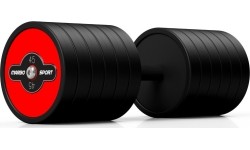 Rubber Dumbbells Marbo Sport: Gumuotas hantelis Marbo Sport, raudonas, 45 kg