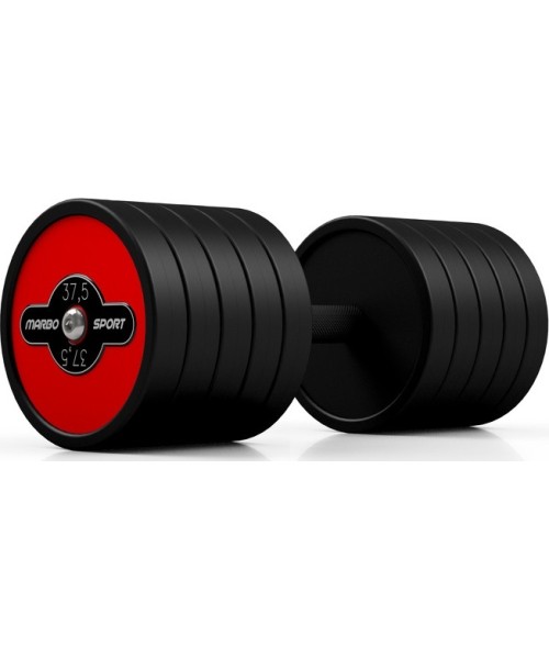 Gumuoti hanteliai Marbo Sport: Gumuotas hantelis Marbo, 37.5kg, raudonas