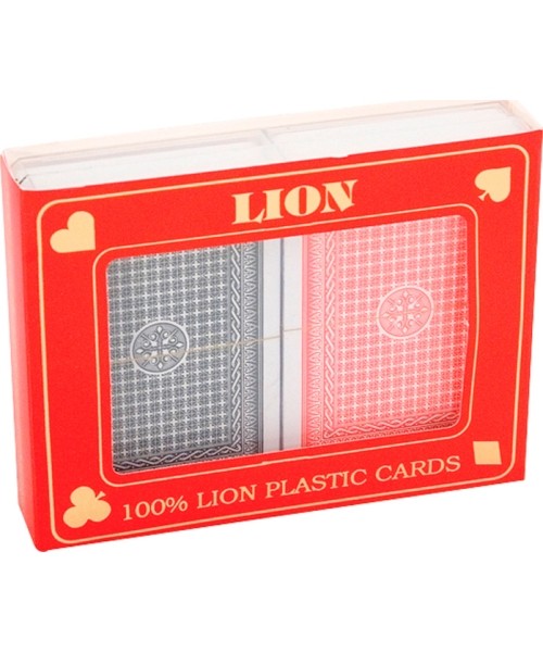 Cards, Poker, Chessex : Lion Poker Cards 100% Plastic Double Red/Blue