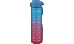 Gertuvės ir puodeliai : ION8 1000 ml "Motivator" vandens buteliukas su laikmačiu Gradient mėlyna/rožinė (naujas dangtelis)