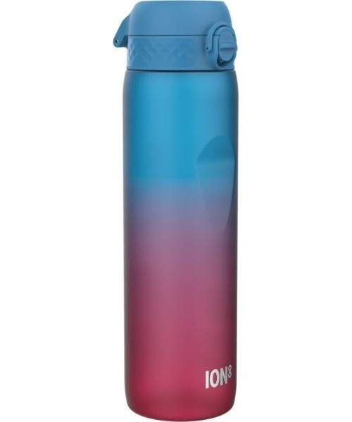 Gertuvės ir puodeliai : ION8 1000 ml "Motivator" vandens buteliukas su laikmačiu Gradient mėlyna/rožinė (naujas dangtelis)