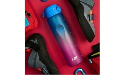 Gertuvės ir puodeliai : ION8 1000 ml "Motivator" vandens buteliukas su laikmačiu Gradient mėlyna/rožinė (naujas dangtelis)