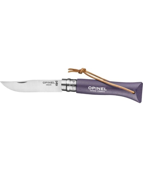 Hunting and Survival Knives Opinel: Opinel Colorama 06 inox purple knife with thong