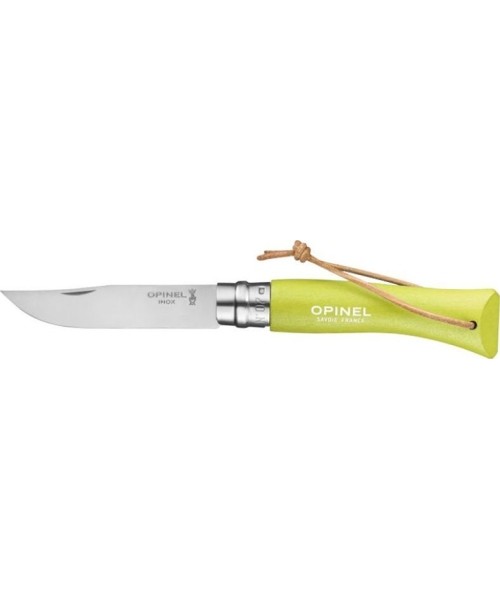 Hunting and Survival Knives Opinel: Opinel Colorama 07 inox j.green knife with thong