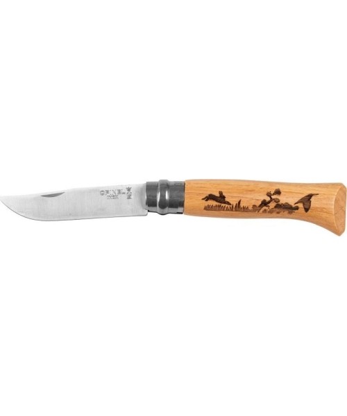 Medžiokliniai ir išgyvenimo peiliai Opinel: "Opinel" peilis 8 inox ąžuolas Animal series - kiškis