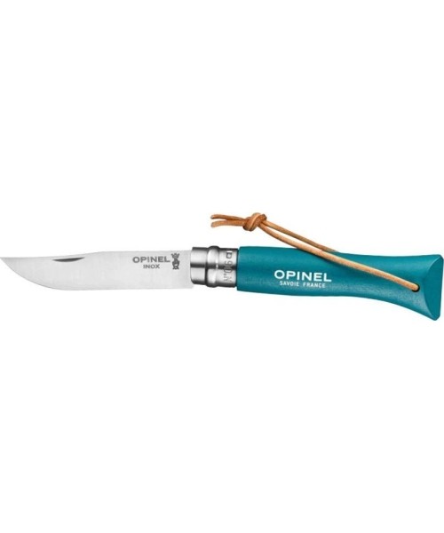 Hunting and Survival Knives Opinel: Opinel Colorama 06 inox turquoise knife with thong