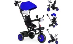 Children's Scooters Eco Toys: Kūdikių triratukas vežimėlis 3in1 su pasukama sėdyne su stogeliu mėlyna ECOTOYS