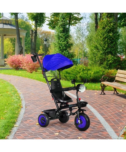 Children's Scooters Eco Toys: Kūdikių triratukas vežimėlis 3in1 su pasukama sėdyne su stogeliu mėlyna ECOTOYS