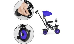 Children's Scooters Eco Toys: Kūdikių triratukas vežimėlis 3in1 su pasukama sėdyne su stogeliu mėlyna ECOTOYS