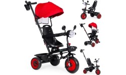 Children's Scooters Eco Toys: Kūdikių triratukas vežimėlis 3in1 su pasukama sėdyne su stogeliu raudonas ECOTOYS