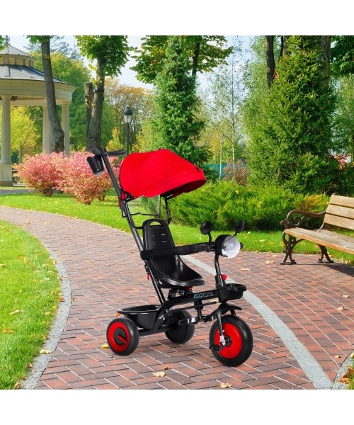 Children's Scooters Eco Toys: Kūdikių triratukas vežimėlis 3in1 su pasukama sėdyne su stogeliu raudonas ECOTOYS