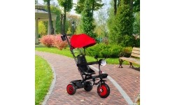 Children's Scooters Eco Toys: Kūdikių triratukas vežimėlis 3in1 su pasukama sėdyne su stogeliu raudonas ECOTOYS