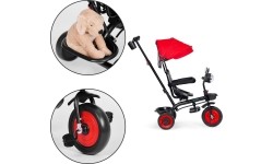 Children's Scooters Eco Toys: Kūdikių triratukas vežimėlis 3in1 su pasukama sėdyne su stogeliu raudonas ECOTOYS