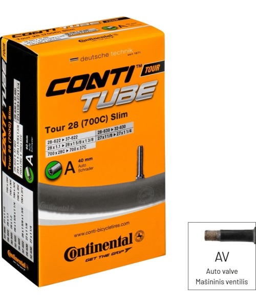 Aksesuarai bei priedai dviračiams : Dviračio kamera Continental, 700x32/47C (32/47-609/642) AV 40mm