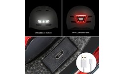 Gloves & Helmets & Accessories Beaster: Šalmas Beaster BS51BL, dydis M, baltas, su LED lemputėmis