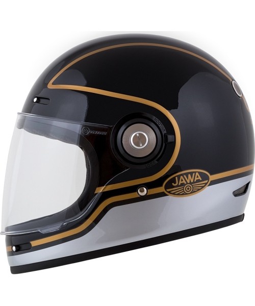 Full Face Helmets Cassida: Motociklininko šalmas "Cassida Fibre Jawa Sport" juodas/ sidabrinis/ auksinis