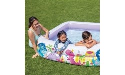Vaikų baseinai Intex: Pripučiamas vaikų baseinas su stogeliu violetinės spalvos INTEX 57470-DINO