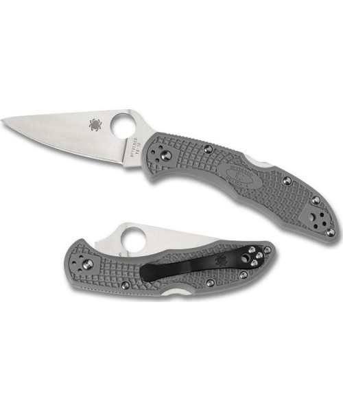 Hunting and Survival Knives Spyderco, Inc.: Sulankstomas peilis Spyderco C11FPGY Delica 4, plokščiai šlifuotas, pilkas