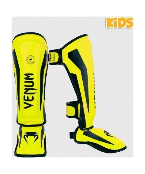 Leg Protection Venum: Venum Elite Shin Guards Kids - Exclusive - Neo Yellow