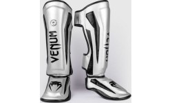 Kojų ir blauzdų apsaugos Venum: Venum Elite Standup Shinguards - Silver/Black