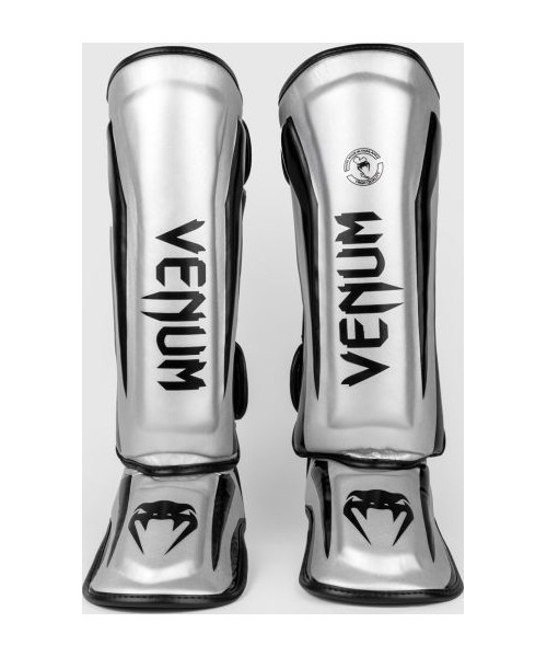 Kojų ir blauzdų apsaugos Venum: Venum Elite Standup Shinguards - Silver/Black