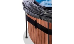 Viršžeminiai baseinai Exit: EXIT Wood pool ø488x122cm with sand filter pump and dome and heat pump - brown