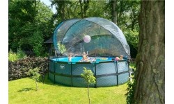 Viršžeminiai baseinai Exit: EXIT Wood pool ø488x122cm with sand filter pump and dome and heat pump - brown