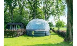 Viršžeminiai baseinai Exit: EXIT Wood pool ø488x122cm with sand filter pump and dome and heat pump - brown