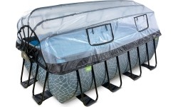 Viršžeminiai baseinai Exit: EXIT Stone pool 400x200x122cm with sand filter pump and dome - grey