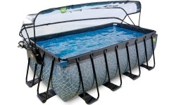 Viršžeminiai baseinai Exit: EXIT Stone pool 400x200x122cm with sand filter pump and dome - grey