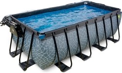 Viršžeminiai baseinai Exit: EXIT Stone pool 400x200x122cm with sand filter pump and dome - grey