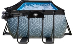 Viršžeminiai baseinai Exit: EXIT Stone pool 400x200x122cm with sand filter pump and dome - grey
