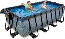 Viršžeminiai baseinai Exit: EXIT Stone pool 400x200x122cm with sand filter pump and dome - grey