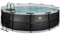 Viršžeminiai baseinai Exit: EXIT Black Leather pool ø488x122cm with sand filter pump - black