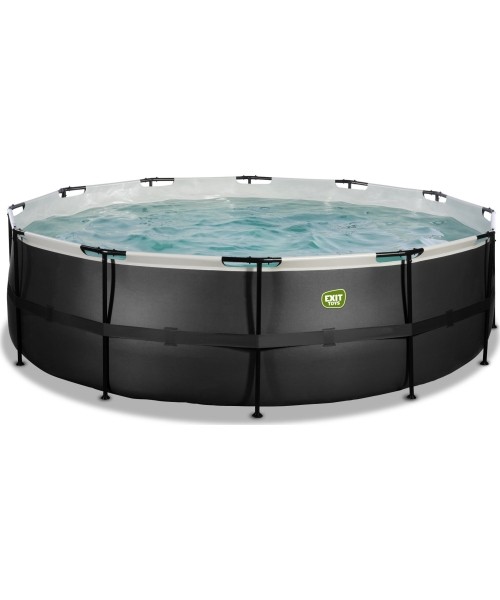 Viršžeminiai baseinai Exit: EXIT Black Leather pool ø488x122cm with sand filter pump - black
